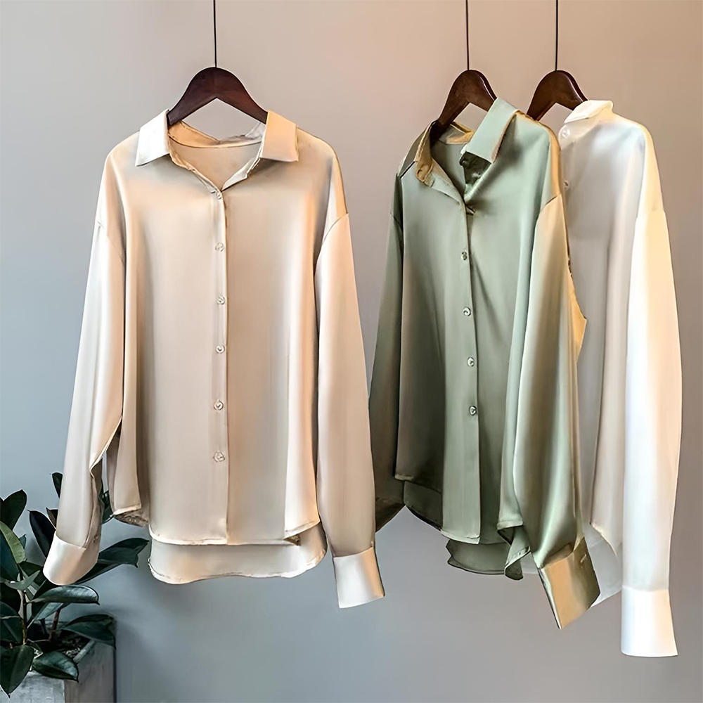 Élégance intemporelle : Blouse en Satin Lotus