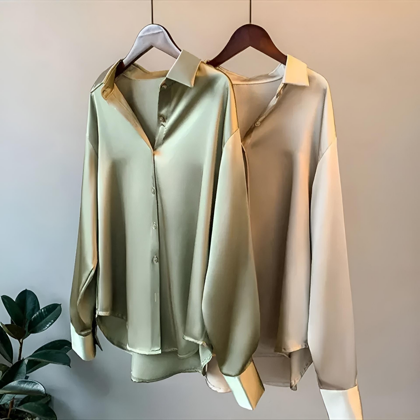 Élégance intemporelle : Blouse en Satin Lotus